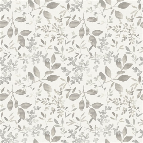Tinker Grey Woodland Floral Botanical Wallpaper
