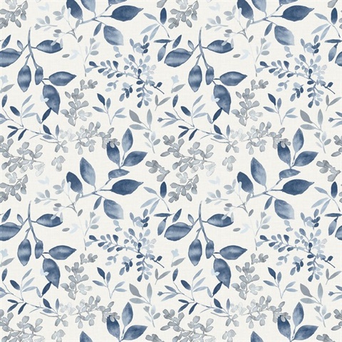 Tinker Navy Blue Woodland Floral Botanical Wallpaper