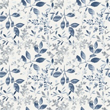 Tinker Navy Blue Woodland Floral Botanical Wallpaper