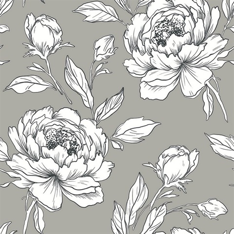 Tishomingo Pavestone Large Floral Wallpaper