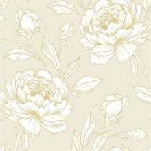 Tishomingo Seaside Sand Large Floral Wallpaper
