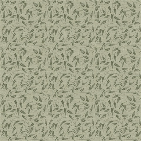 Tit Willow Green Wallpaper
