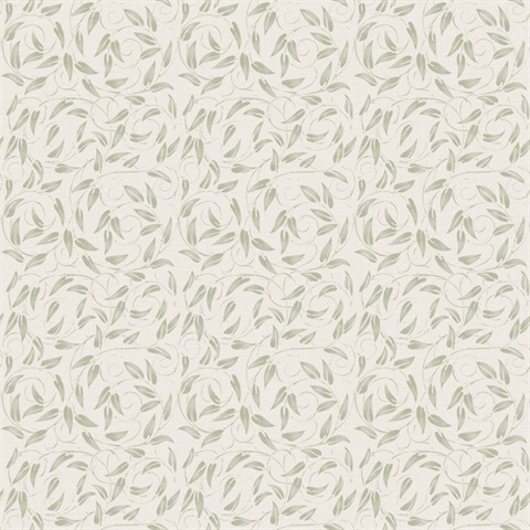 Tit Willow Green Wallpaper