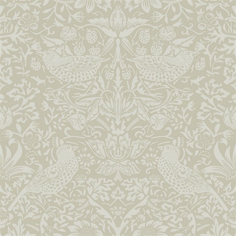 Tonal Bird Garden Botanical Neutral Peel and Stick Wallpaper