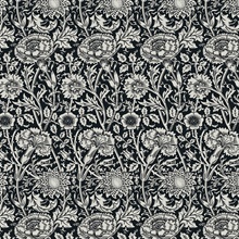 Tonal Floral Trail Leaf Damask Black  Wallpaper