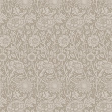 Tonal Floral Trail Leaf Damask Brown Wallpaper