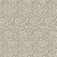 Tonal Floral Trail Leaf Damask Brown Wallpaper