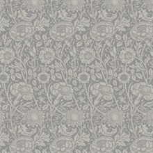 Tonal Floral Trail Leaf Damask Grey Wallpaper