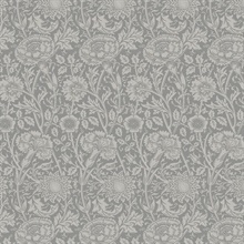 Tonal Floral Trail Leaf Damask Grey Wallpaper