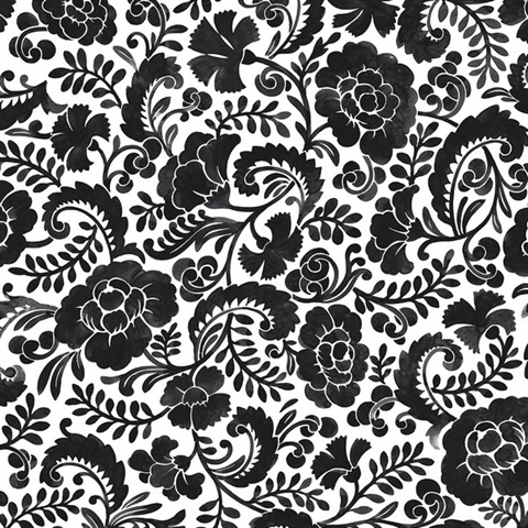 Tonal Paisley Paisely Dark Ash Peel and Stick Wallpaper