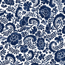 Tonal Paisley Paisely Navy Peel and Stick Wallpaper
