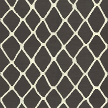 Tonga Black & White Natural Grasscloth Diamond Wallpaper