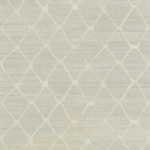 Tonga Putty Natural Grasscloth Diamond Wallpaper