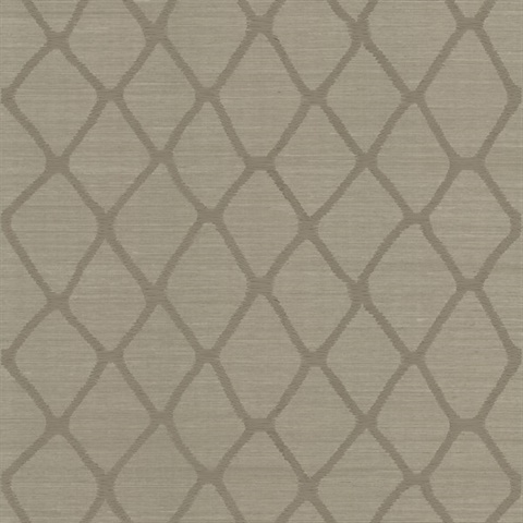 Tonga Taupe Natural Grasscloth Diamond Wallpaper