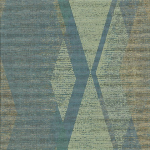 Torrance Green Distressed Geometric Wallpaper