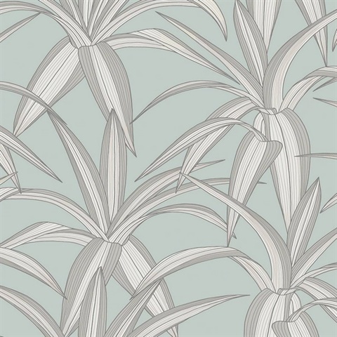 Tossed Cradle Plant Botanical Blue Mist Peel and Stick Wallpaper