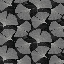 Tossed Ginkgo Leaf Botanical Ebony & Greystone Peel and Stick Wallpape