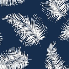 Tossed Palm Botanical Navy Blue Peel and Stick Wallpaper