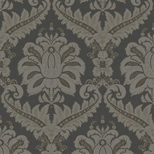 Traditional Damask Anthracite Grey Italian Wallpaper
