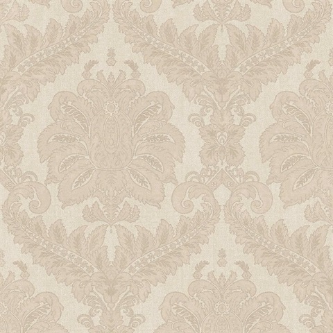 Traditional Damask Beige Brown Italian Wallpaper