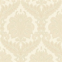 Traditional Damask Beige Cream Italian Wallpaper