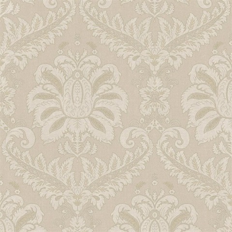 Traditional Damask Beige Italian Wallpaper