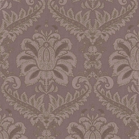 Traditional Damask Purple Gold Italian Wallpaper