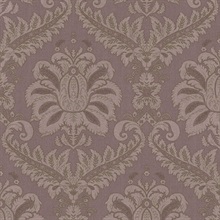 Traditional Damask Purple Gold Italian Wallpaper