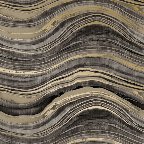Travertine Black & Gold Peel and Stick Wallpaper