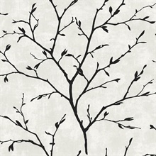 Tree Silhouette Botanical Contrast Peel and Stick Wallpaper