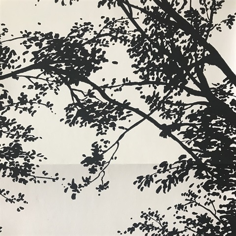 Tree Silhouette Sidewall Wallpaper - Black/White