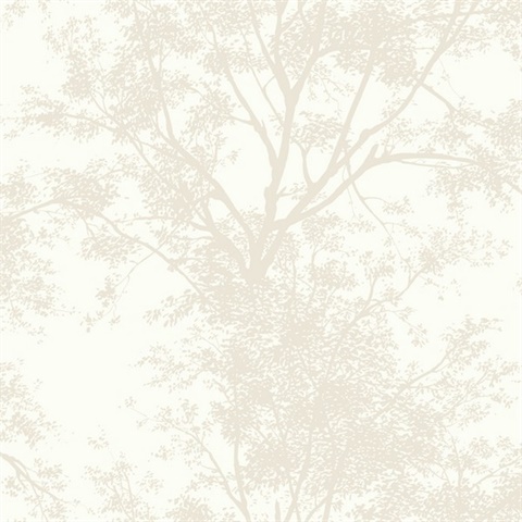 Tree Silhouette Sidewall Wallpaper - Pearl