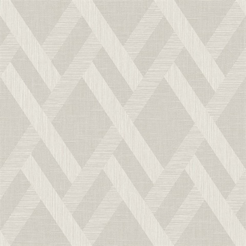 Trellis 54 Abaca White & Off White Commercial Wallpaper