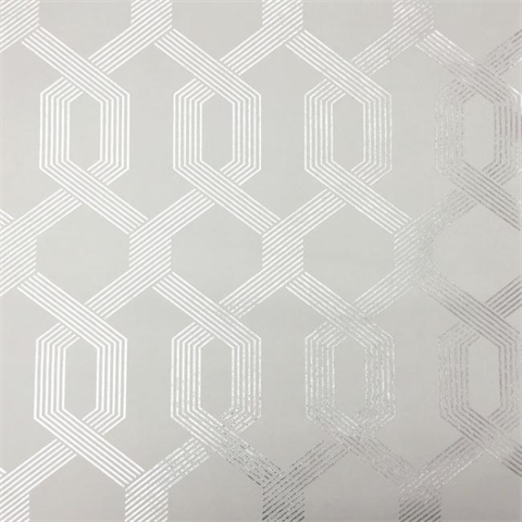 Light Grey & Gold Viva Modern Trellis Metallic Wallpaper