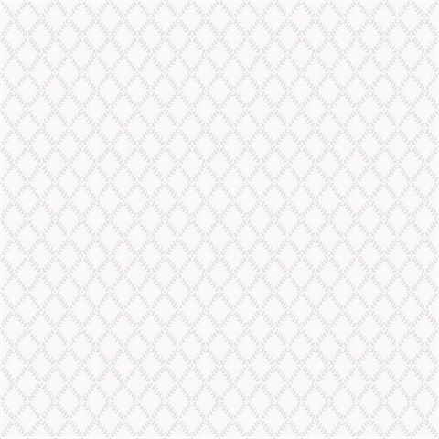 Trevor White Leaf Trellis Wallpaper