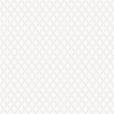 Trevor White Leaf Trellis Wallpaper