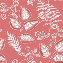 Trianon Coral Botanical Wallpaper