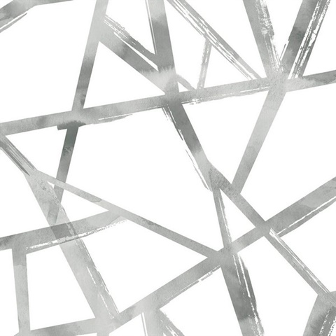 Tribeca Geometric Lines Silver Wallpaper