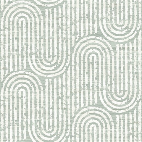 Trippet Sage Zen Waves Geometric Wallpaper