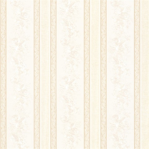 Trish Champagne Satin Floral Scroll Stripe
