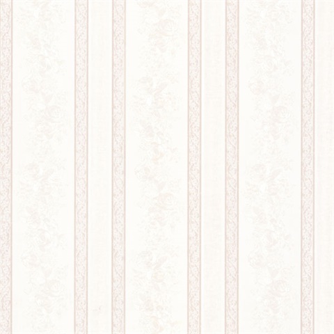 Trish Platinum Satin Floral Scroll Stripe