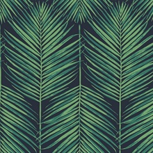 Tropic Palm Botanical Midnight Blue & Sea Green Peel and Stick Wallpap