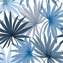 Tropic Palm Toss Botanical Blue Seas Peel and Stick Wallpaper