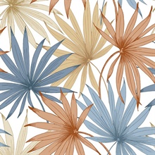 Tropic Palm Toss Botanical Charlotte Blue & Soft Melon Peel and Stick 