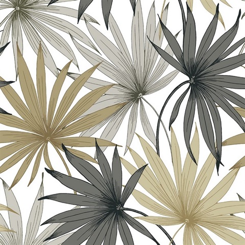 Tropic Palm Toss Botanical Harbor Grey & Khaki Peel and Stick Wallpape