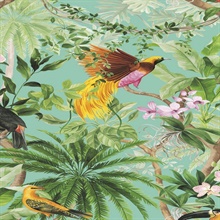 Tropical Bird Botanical Aqua Peel and Stick Wallpaper
