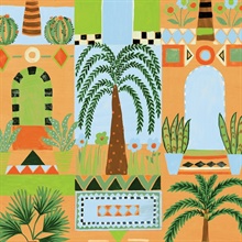 Tropical Facade Novelty Orange Peel and Stick Wallpaper