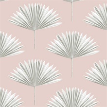 Tropical Fan Palm Botanical Pink Mist Peel and Stick Wallpaper