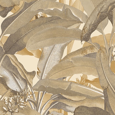 Tropical Polynesian Ochre Leaves Wallpaper
