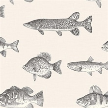 Trout Linen Fish Textured Mist Wallpaper